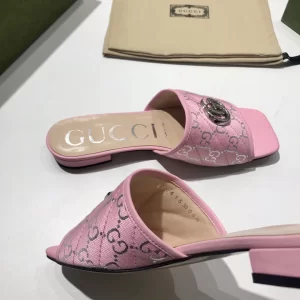 Luxury Womens Shoes Gucci GG Canvas Slides Sandal Pink 35 To 41 A151PP380 AA148759