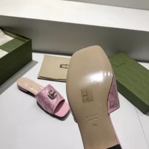 Luxury Womens Shoes Gucci GG Canvas Slides Sandal Pink 35 To 41 A151PP380 AA148759