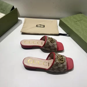 Gucci GG Canvas Slides Sandal Red 