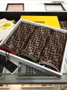 Luxury Womens Scarf Fendi FF Jacquard Silk Scarf Green 90x90CM A151PP195 AA149567