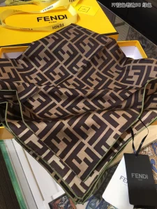 Luxury Womens Scarf Fendi FF Jacquard Silk Scarf Green 90x90CM A151PP195 AA149567