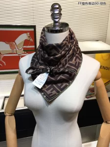 Luxury Womens Scarf Fendi FF Jacquard Silk Scarf Green 90x90CM A151PP195 AA149567