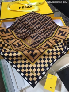 Luxury Womens Scarf Fendi FF Logo Cashmere Silk Scarf Brown 90x90CM A151PP180 AA149542