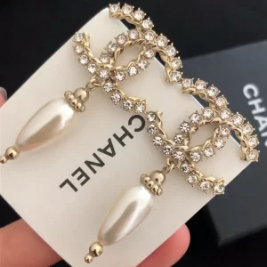 Luxury Womens Jewelry Chanel Cyrstals CC Logo Drop Earrings A39PP150 AA150211