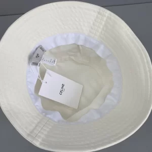 Luxury Womens Hats Celine Bucket Hat in OFF White Cotton 60585 A141PP170 AA150480