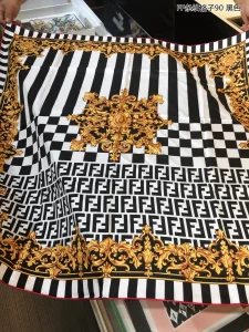 Fendi FF Logo Silk Scarf Black 