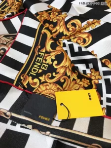 Luxury Womens Scarf Fendi FF Logo Silk Scarf Black 90x90CM A151PP200 AA150561
