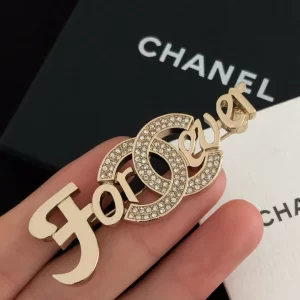 Chanel Crystal CC Gold Forever Brooch 