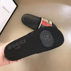Luxury Mens Shoes Gucci Logo Printed Slide Sandal 38 To 45 A151PP350 AA151196