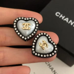Chanel Double C Heart Earrings 