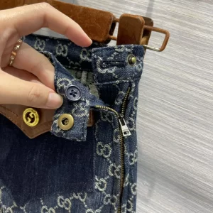 Luxury Womens Clothing Gucci GG Blue Denim Short SML A198PP480 AA151970