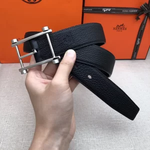 Hermes 2021 New Leather Belt Black Calfskin 32MM 