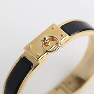 Luxury Womens Jewelry Hermes Clic Anneau Bracelet in Black A205PP220 AA154475