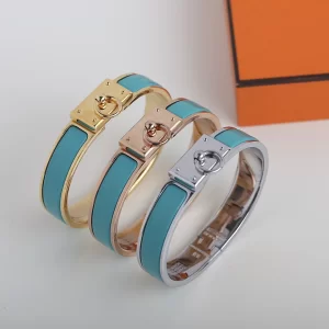 Hermes Clic Anneau Bracelet Light Blue 