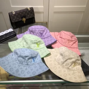 Luxury Womens Hats Louis Vuitton LV Monogram Denim Bucket Hat in Blue A62PP80 AA154609