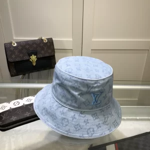 Luxury Womens Hats Louis Vuitton LV Monogram Denim Bucket Hat in Blue A62PP80 AA154609