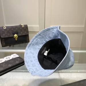 Luxury Womens Hats Louis Vuitton LV Monogram Denim Bucket Hat in Blue A62PP80 AA154609