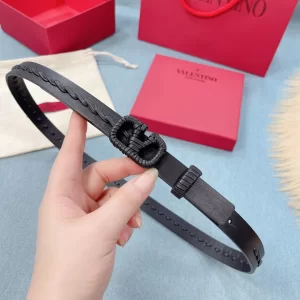 Valentino Vlogo Woven Leather Belt Black 20MM 