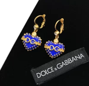 Dolce Gabbana Blue Heart Earrings 