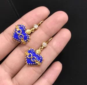 Luxury Womens Jewelry Dolce Gabbana Blue Heart Earrings A205PP150 AA155660