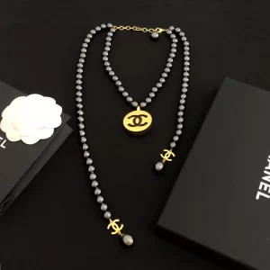 Chanel Round CC and Black Pearls Necklaces 