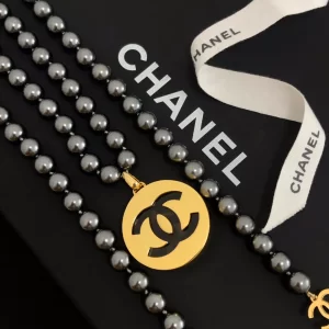 Luxury Womens Jewelry Chanel Round CC and Black Pearls Necklaces A39PP240 AA155732
