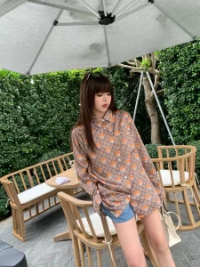 Luxury Womens Clothing Gucci x Kai GG Silk Bowling Shirt SML A198PP480 AA156451