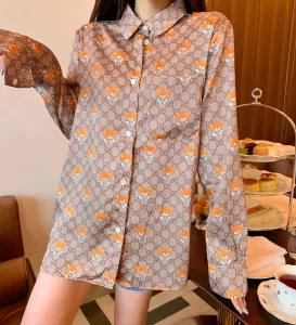Luxury Womens Clothing Gucci x Kai GG Silk Bowling Shirt SML A198PP480 AA156451