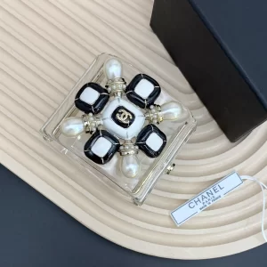 Chanel Crystals PVC Logo Cuff Bracelets White 