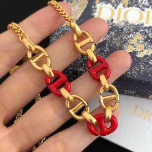 Luxury Womens Jewelry Dior CD Navy Necklace in Raspberry Lacquer A39PP135 AA157040