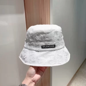 Balenciaga White Fabric Bucket Cap Hats 