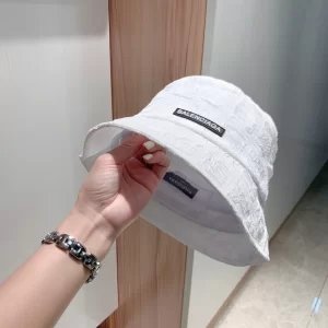 Luxury Womens Hats Balenciaga White Fabric Bucket Cap Hats A190PP90 AA157660