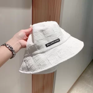 Luxury Womens Hats Balenciaga White Fabric Bucket Cap Hats A190PP90 AA157660