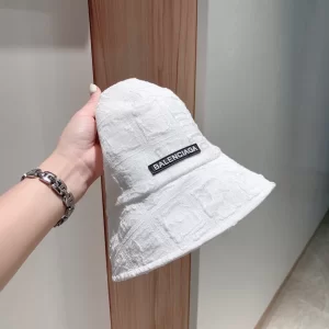 Luxury Womens Hats Balenciaga White Fabric Bucket Cap Hats A190PP90 AA157660