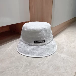 Luxury Womens Hats Balenciaga White Fabric Bucket Cap Hats A190PP90 AA157660