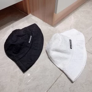 Luxury Womens Hats Balenciaga White Fabric Bucket Cap Hats A190PP90 AA157660