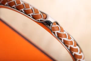 Luxury Womens Jewelry Hermes Open Cuff Woven Leather Bracelet A205PP130 AA157709