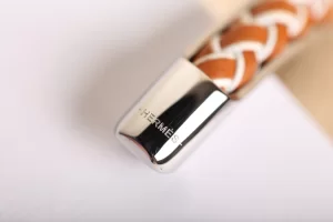 Luxury Womens Jewelry Hermes Open Cuff Woven Leather Bracelet A205PP130 AA157709