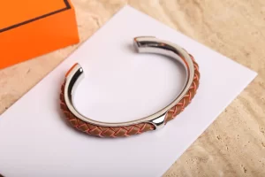 Hermes Open Cuff Woven Leather Bracelet 