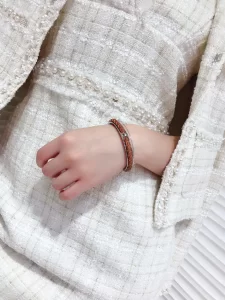 Luxury Womens Jewelry Hermes Open Cuff Woven Leather Bracelet A205PP130 AA157711