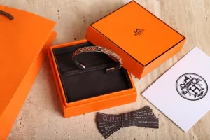 Luxury Womens Jewelry Hermes Open Cuff Woven Leather Bracelet A205PP130 AA157711