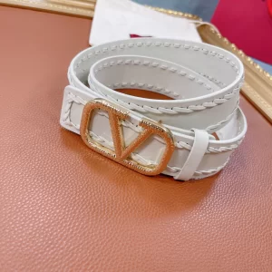 Luxury Womens Belts Valentino Crystals Vlogo Leather Belt in White A175PP240 AA159740