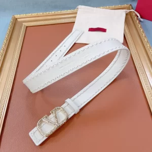 Luxury Womens Belts Valentino Crystals Vlogo Leather Belt in White A175PP240 AA159740