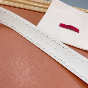 Luxury Womens Belts Valentino Crystals Vlogo Leather Belt in White A175PP240 AA159740