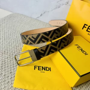Luxury Mens Belts Fendi Mens FF Logo Leather Belt 35MM A175PP240 AA160641