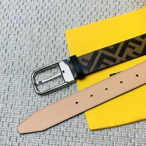 Luxury Mens Belts Fendi Mens FF Logo Leather Belt 35MM A175PP240 AA160641