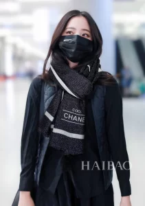 Luxury Womens Scarf Chanel CC Logo Silk Scarf in Black 110x200CM A151PP280 AA160294