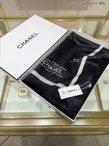 Luxury Womens Scarf Chanel CC Logo Silk Scarf in Black 110x200CM A151PP280 AA160294
