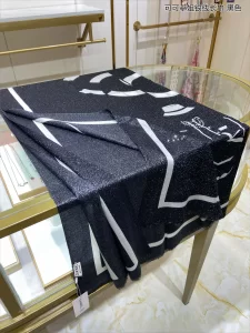 Luxury Womens Scarf Chanel CC Logo Silk Scarf in Black 110x200CM A151PP280 AA160294