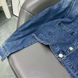 Luxury Womens Clothing Chanel 2021 Denim Blue Camellia Jacket SML A29PP780 AA160806